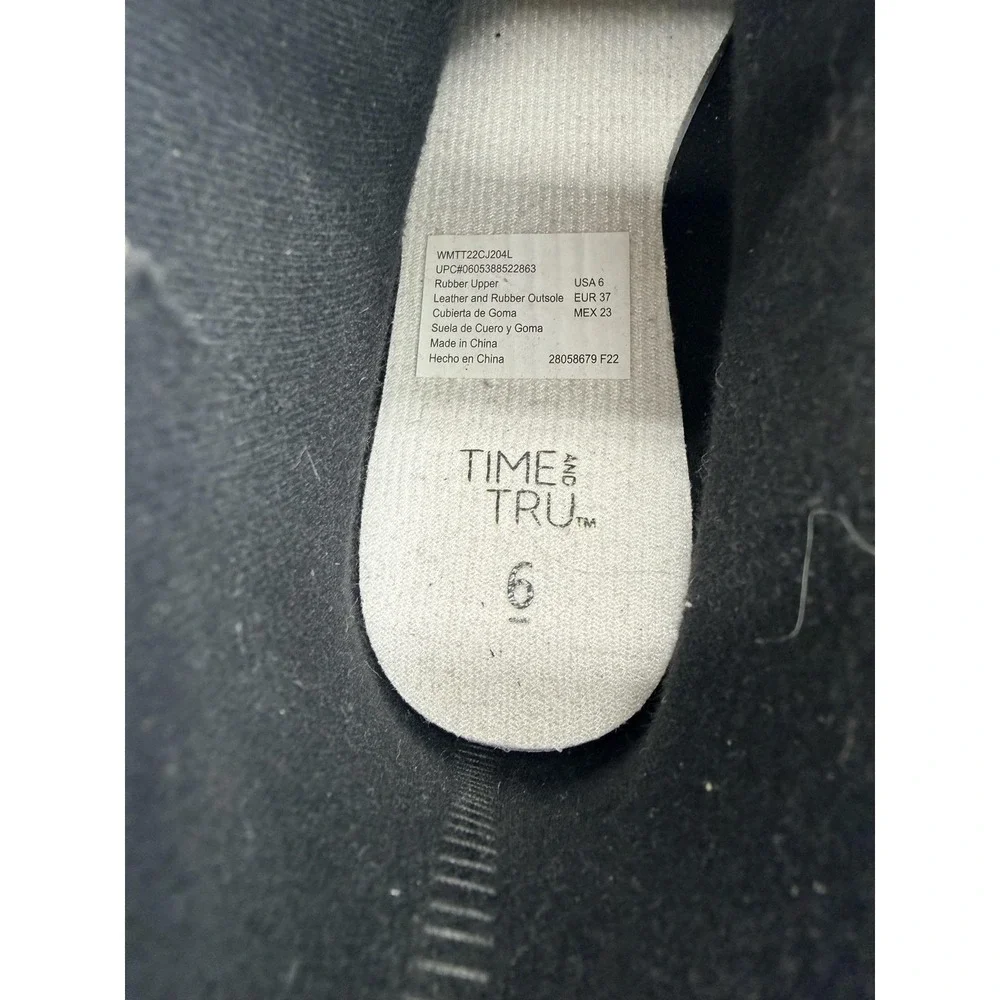 Time And Tru Boots Womens Size 6 Black Chelsea Rain Pull On Water Resistant